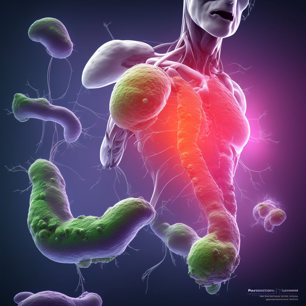 Contusion of unspecified part of pancreas, subsequent encounter digital illustration