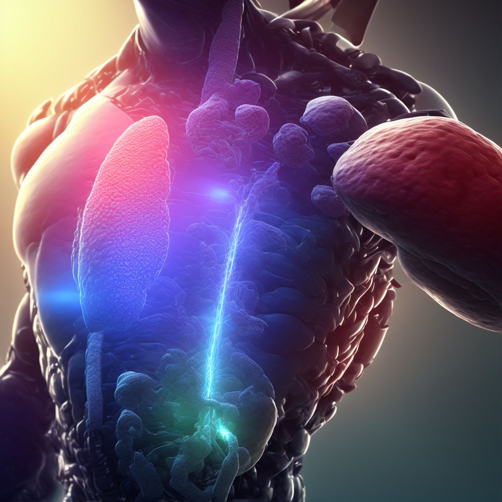 Major laceration of unspecified part of pancreas, initial encounter digital illustration