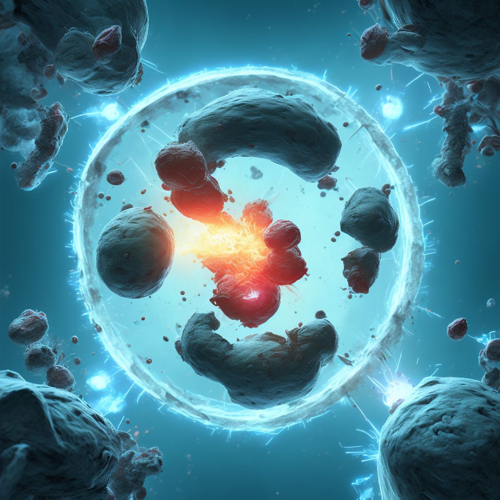 Primary blast injury of descending [left] colon, sequela digital illustration