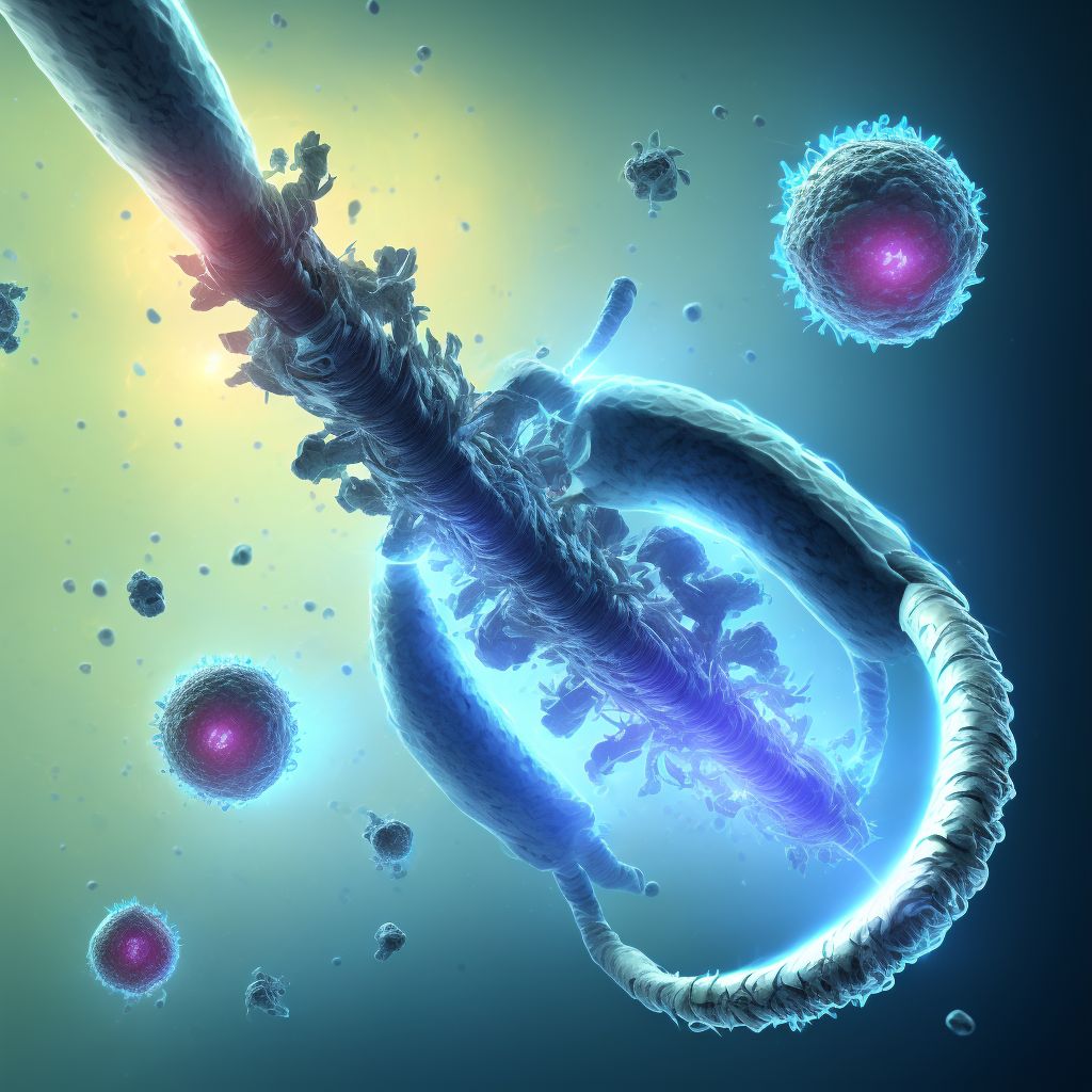 Laceration of ascending [right] colon, initial encounter digital illustration