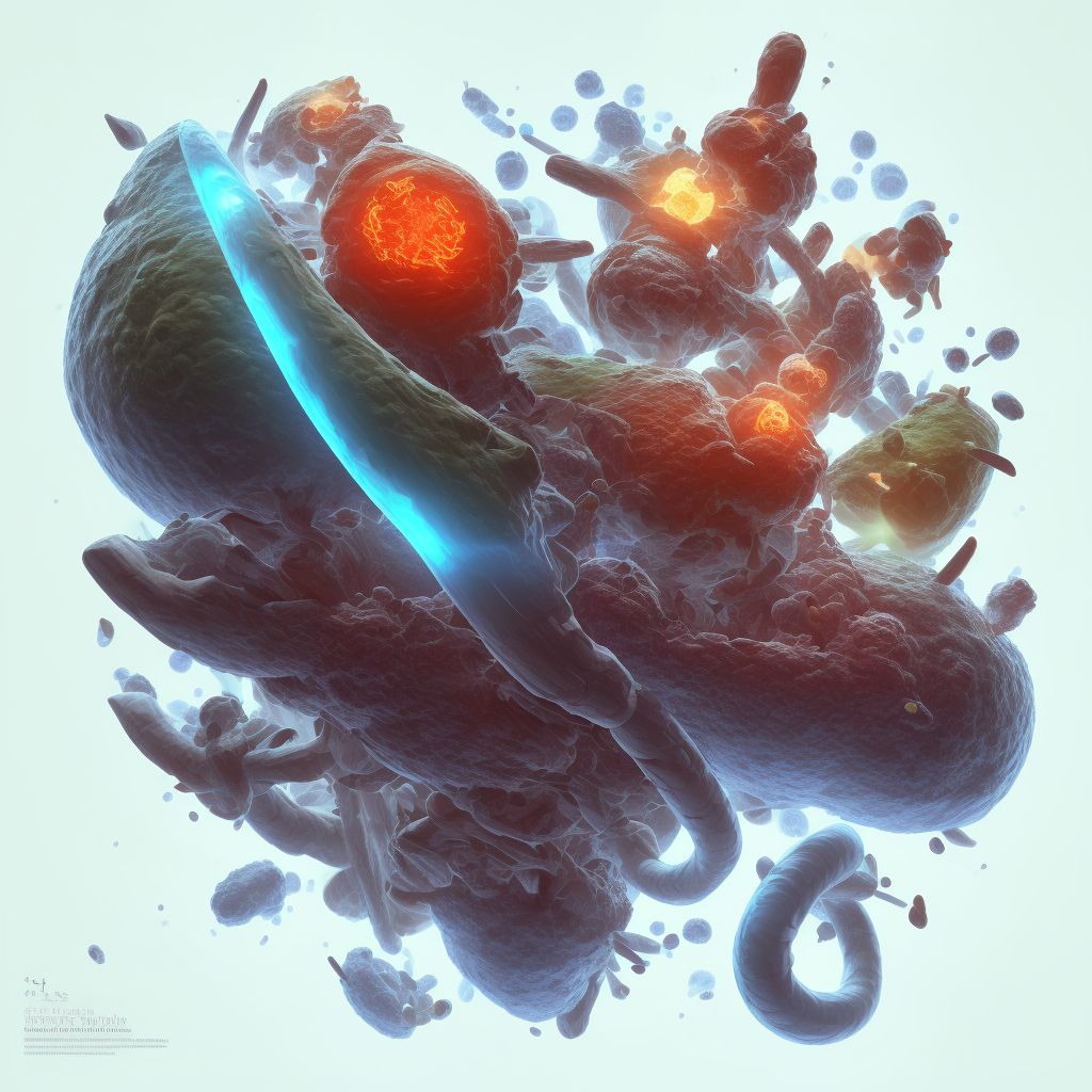 Other injury of ascending [right] colon, sequela digital illustration