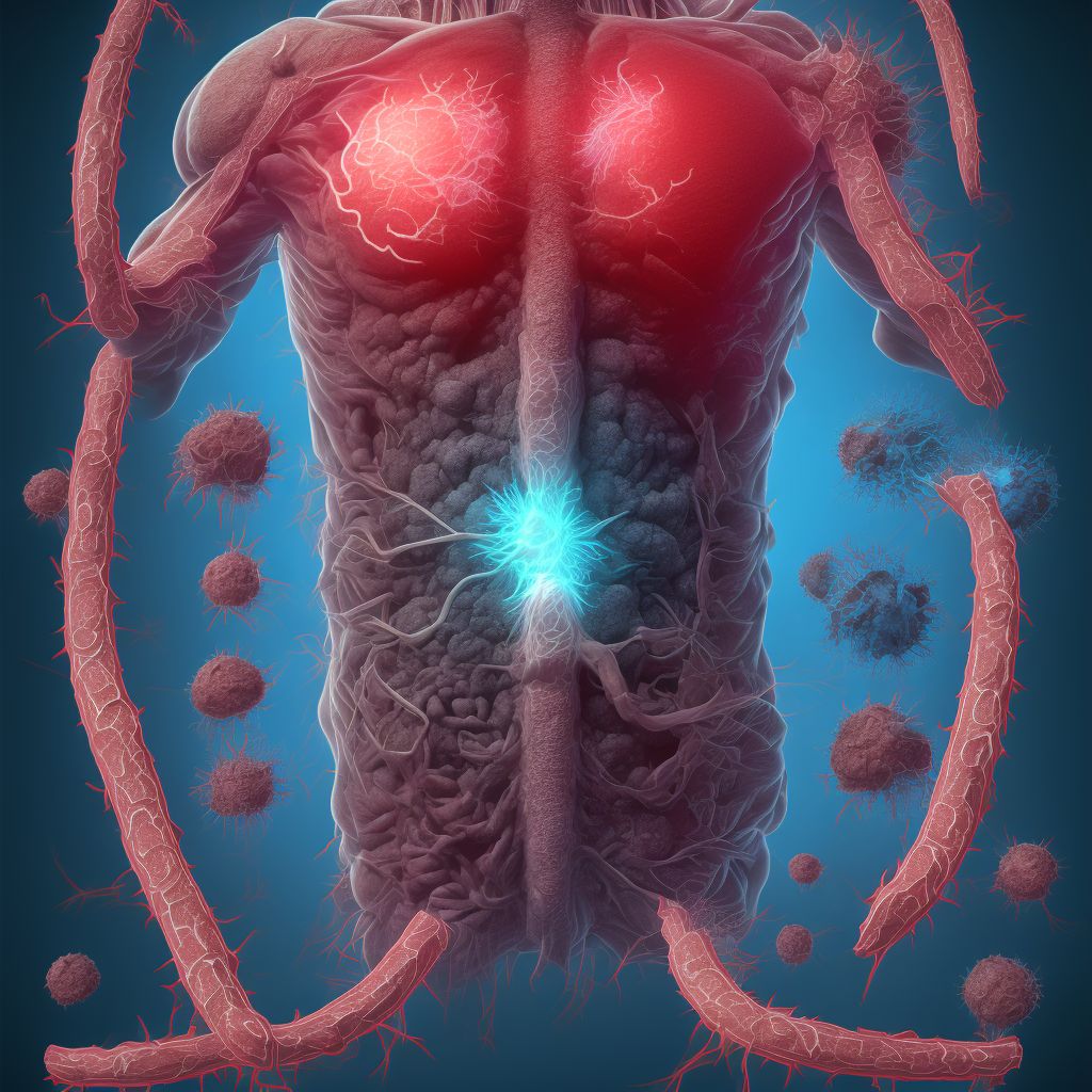 Laceration of unspecified intra-abdominal organ, initial encounter digital illustration