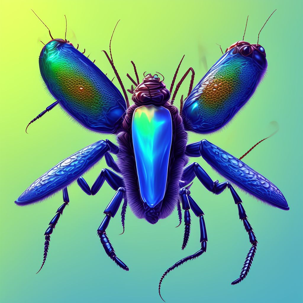 Insect bite (nonvenomous) of left shoulder, initial encounter digital illustration