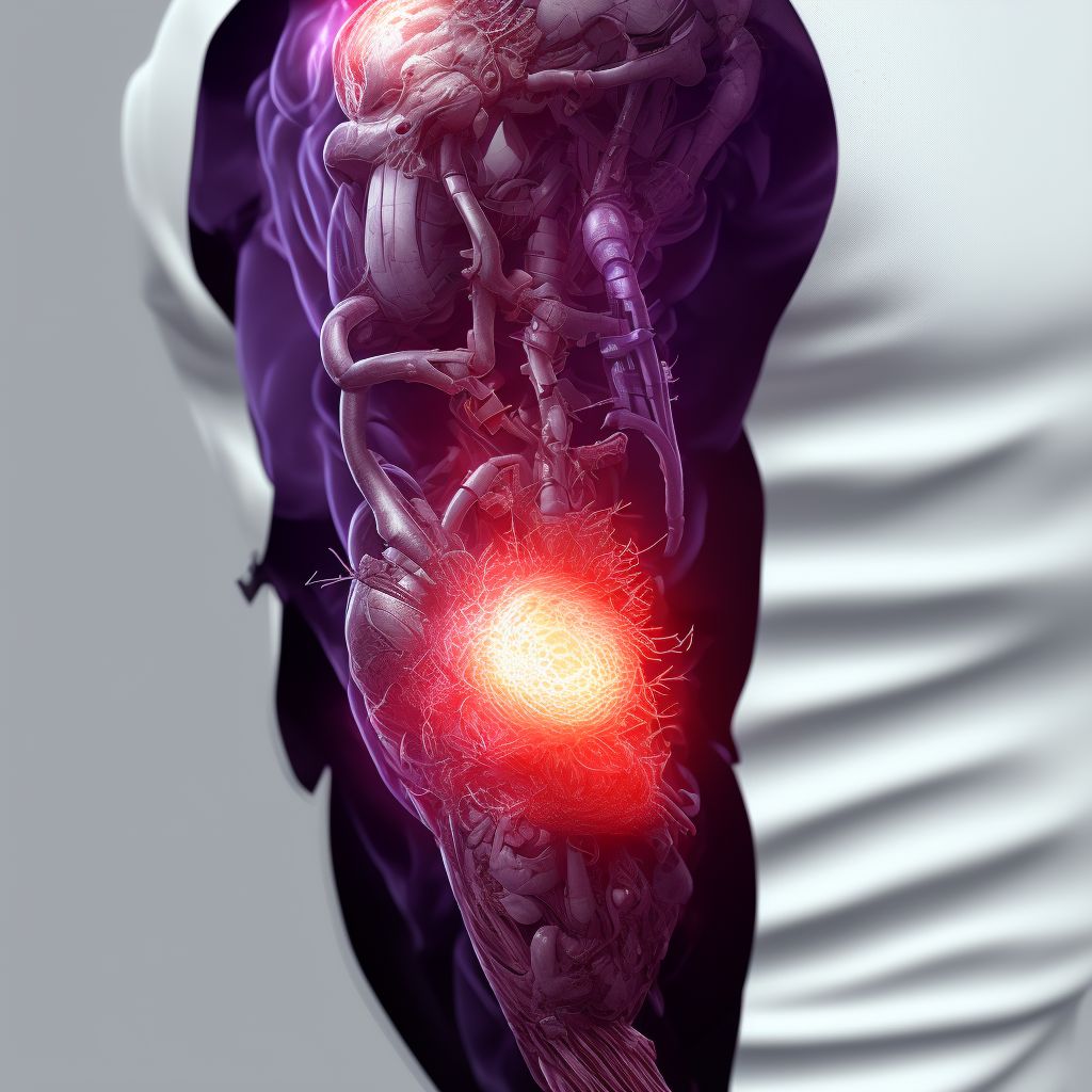 Unspecified open wound of left upper arm, initial encounter digital illustration