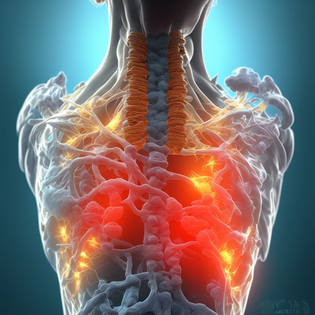 Posterior displaced fracture of sternal end of left clavicle, sequela digital illustration