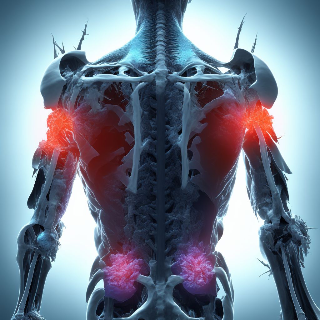 Fracture of unspecified part of scapula, left shoulder, initial encounter for open fracture digital illustration