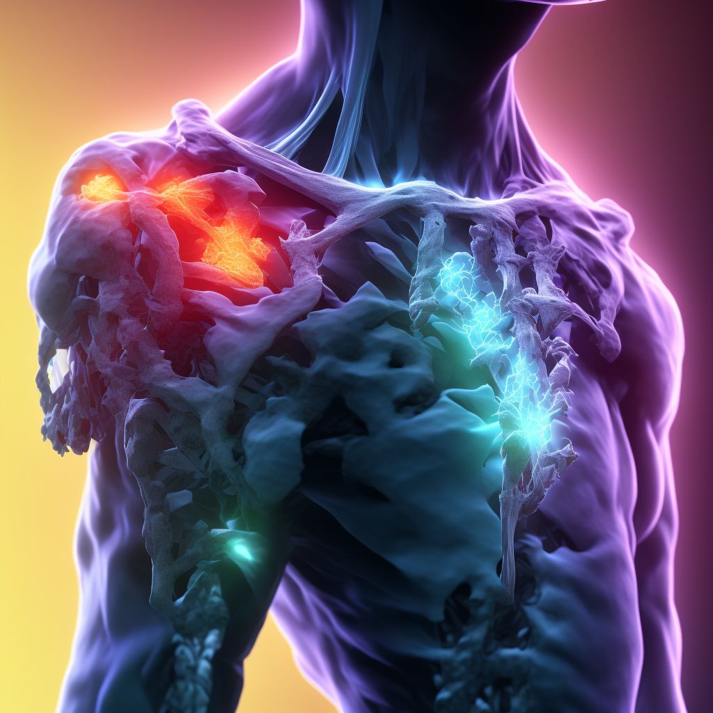 Fracture of unspecified part of scapula, left shoulder, subsequent encounter for fracture with nonunion digital illustration