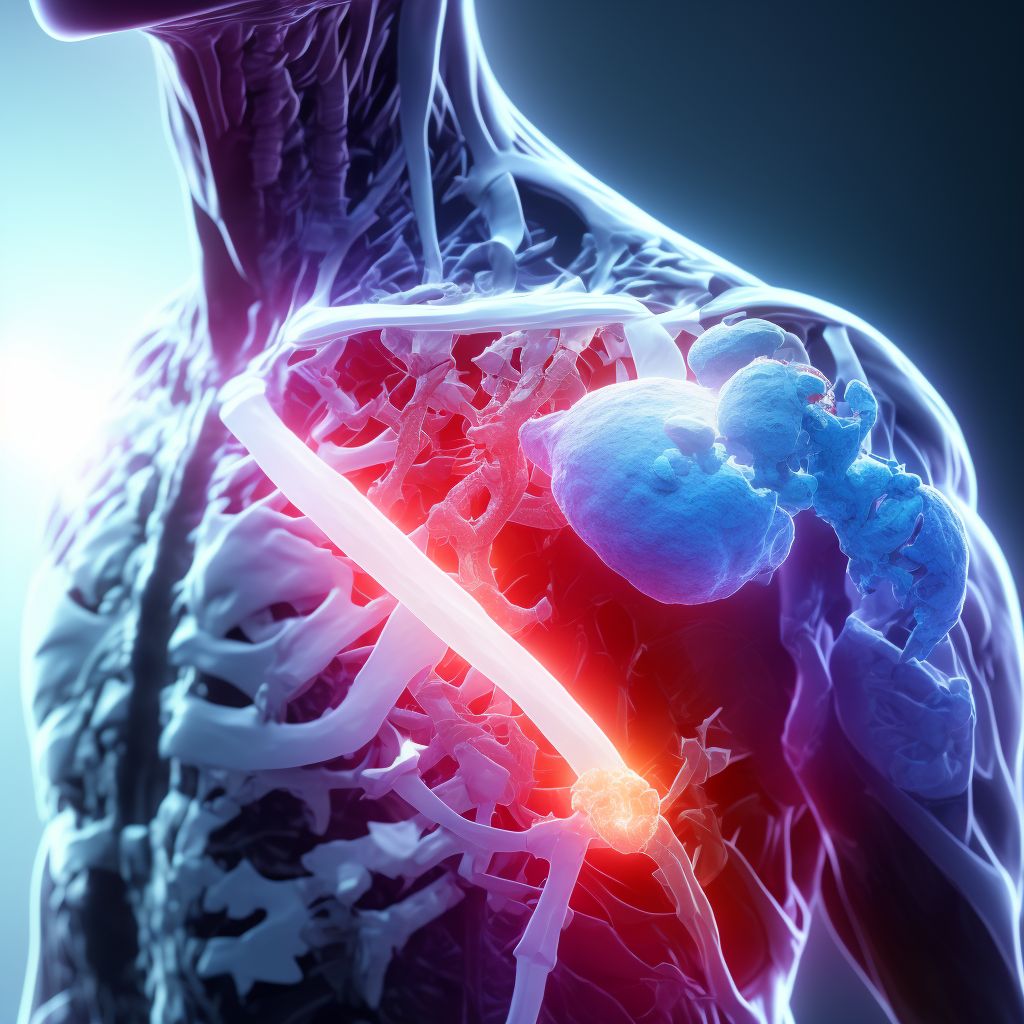 Displaced fracture of body of scapula, unspecified shoulder, subsequent encounter for fracture with routine healing digital illustration