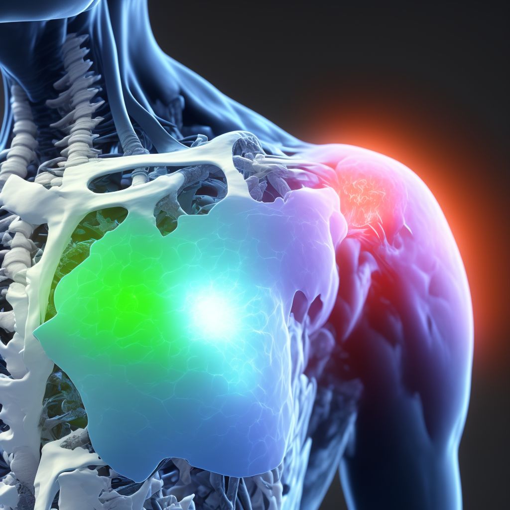 Nondisplaced fracture of body of scapula, right shoulder, subsequent encounter for fracture with routine healing digital illustration