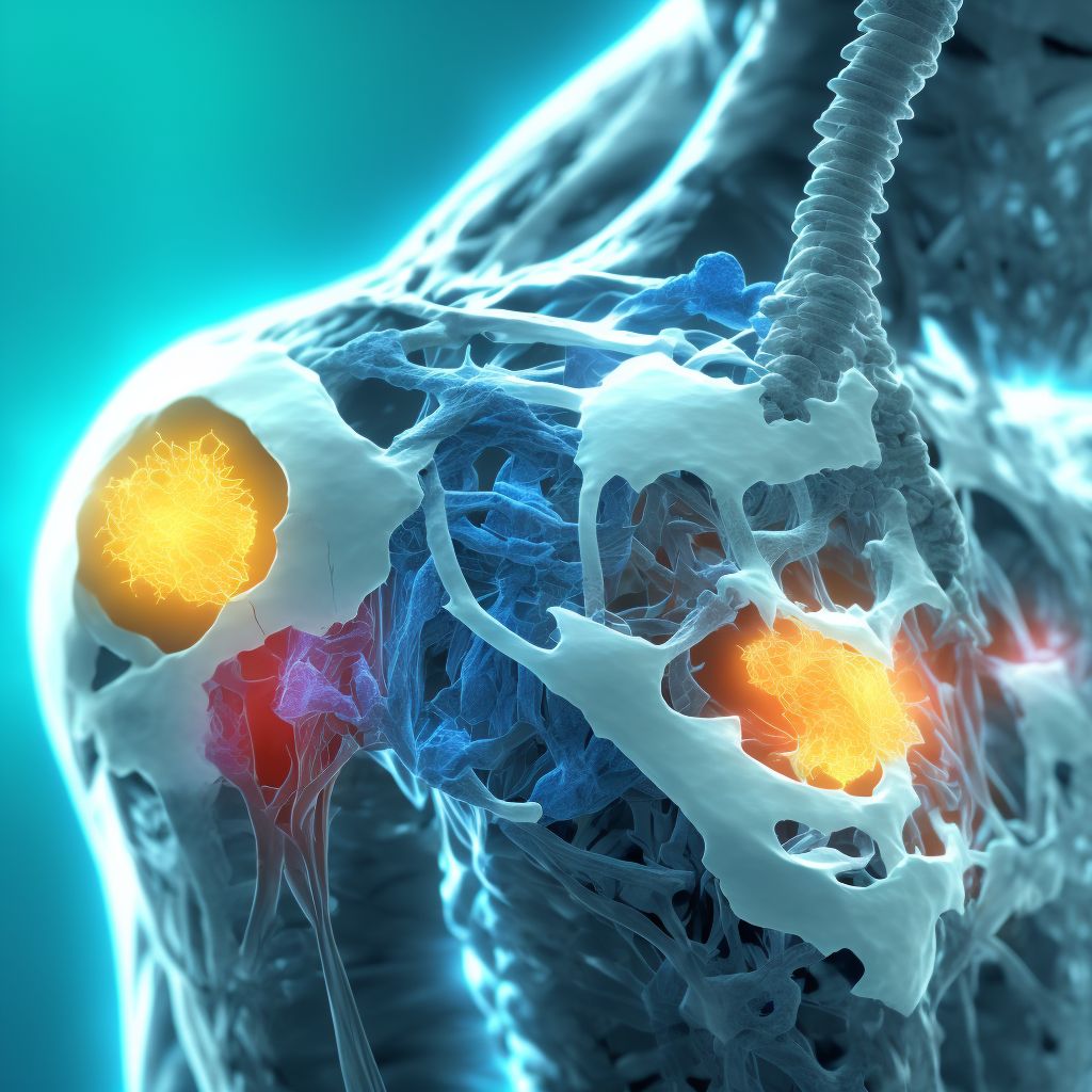 Nondisplaced fracture of body of scapula, left shoulder, subsequent encounter for fracture with delayed healing digital illustration