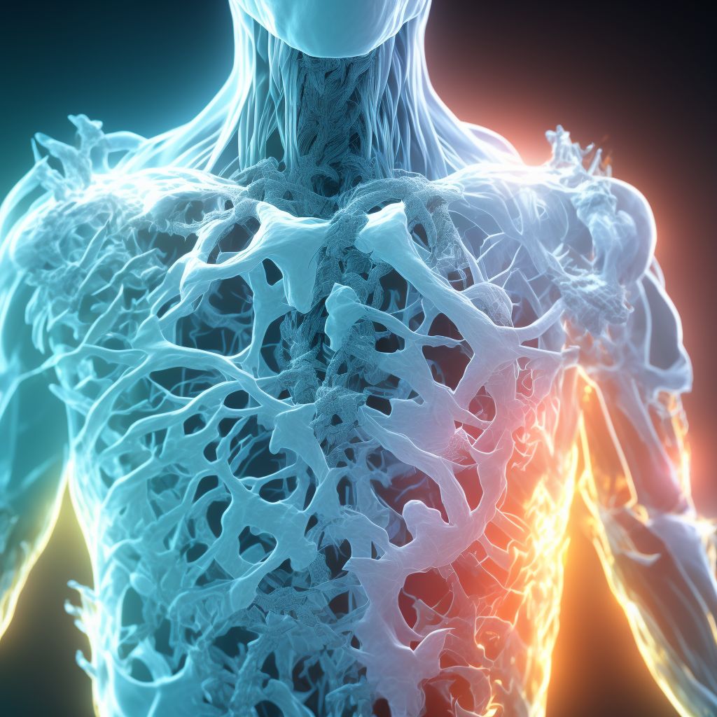 Displaced fracture of coracoid process, left shoulder, initial encounter for open fracture digital illustration