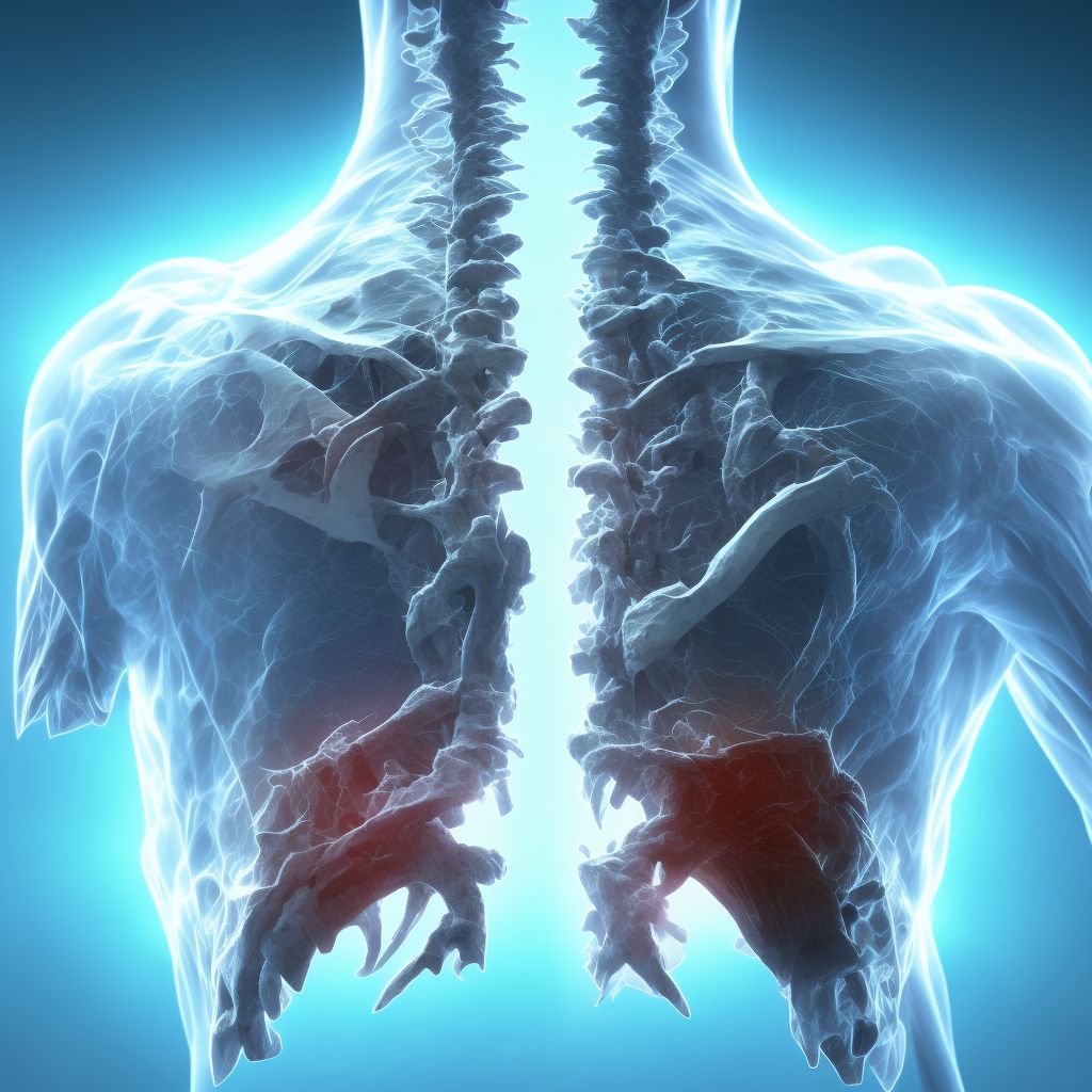 Displaced fracture of neck of scapula, left shoulder, initial encounter for closed fracture digital illustration