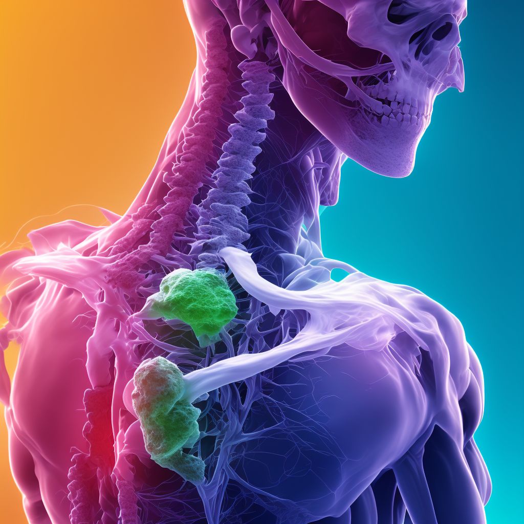 Displaced fracture of neck of scapula, unspecified shoulder, subsequent encounter for fracture with nonunion digital illustration