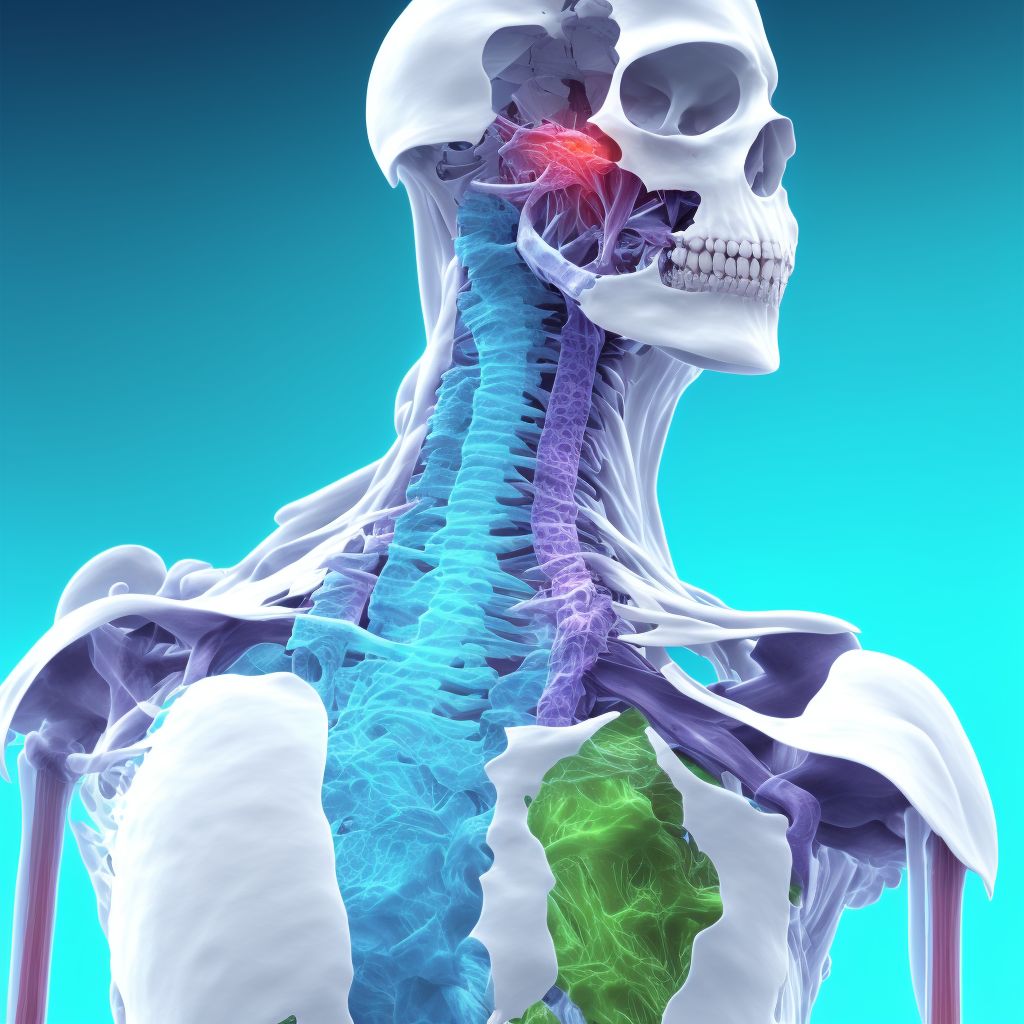 Displaced fracture of neck of scapula, unspecified shoulder, sequela digital illustration