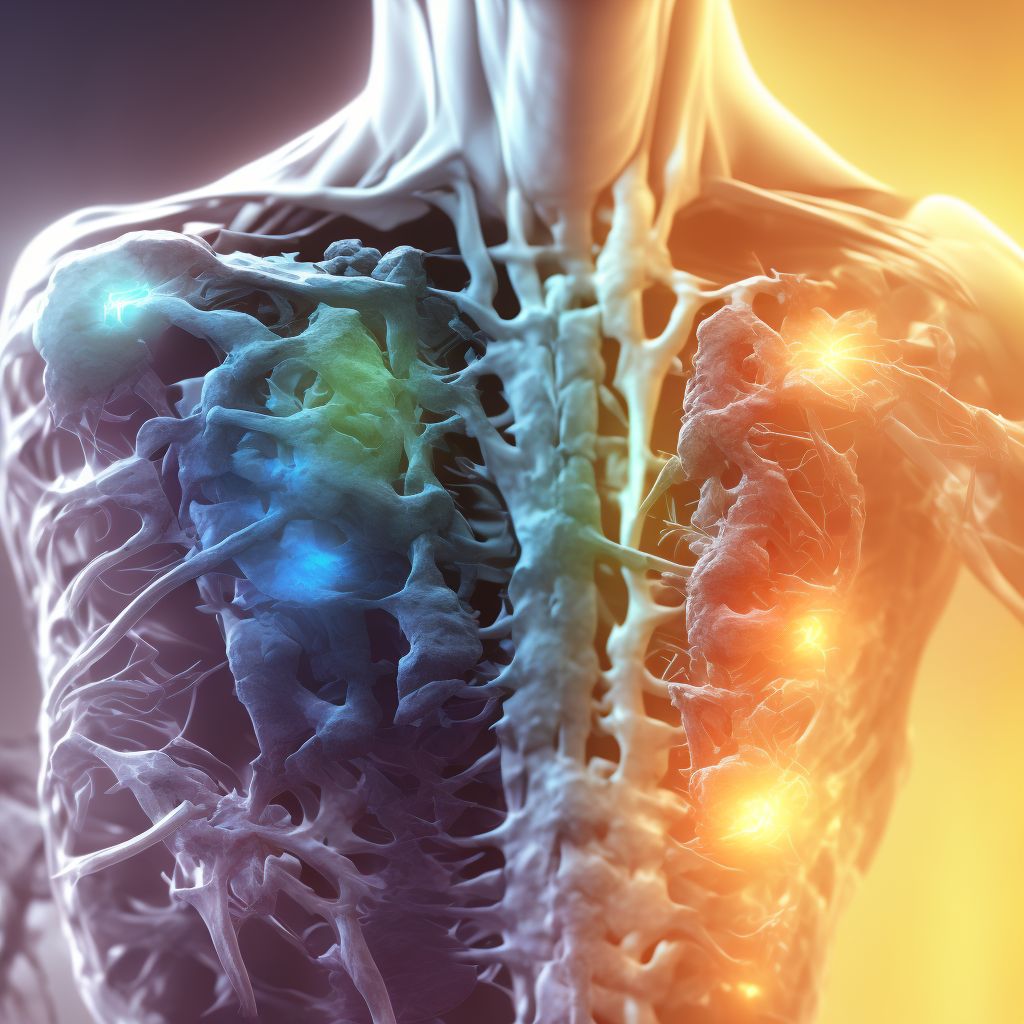 Nondisplaced fracture of neck of scapula, right shoulder, subsequent encounter for fracture with nonunion digital illustration