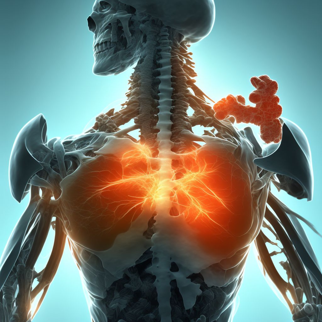 Nondisplaced fracture of neck of scapula, left shoulder, initial encounter for open fracture digital illustration