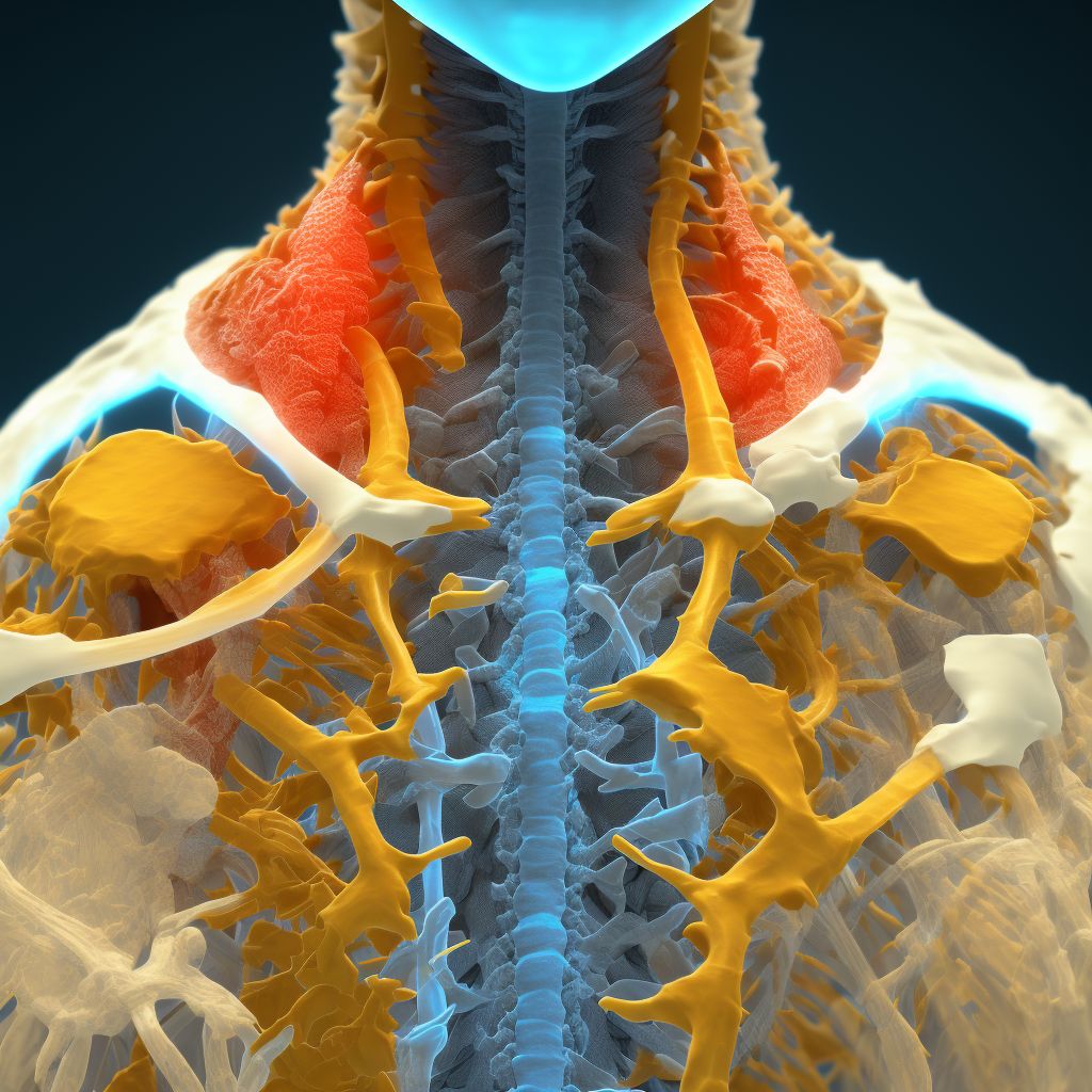 Nondisplaced fracture of neck of scapula, left shoulder, sequela digital illustration