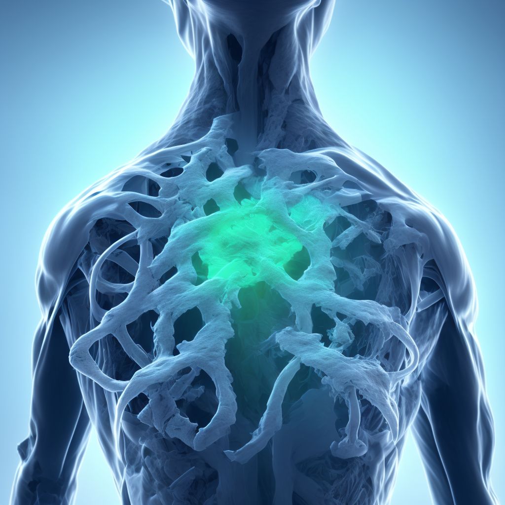 Fracture of other part of scapula, right shoulder, subsequent encounter for fracture with delayed healing digital illustration