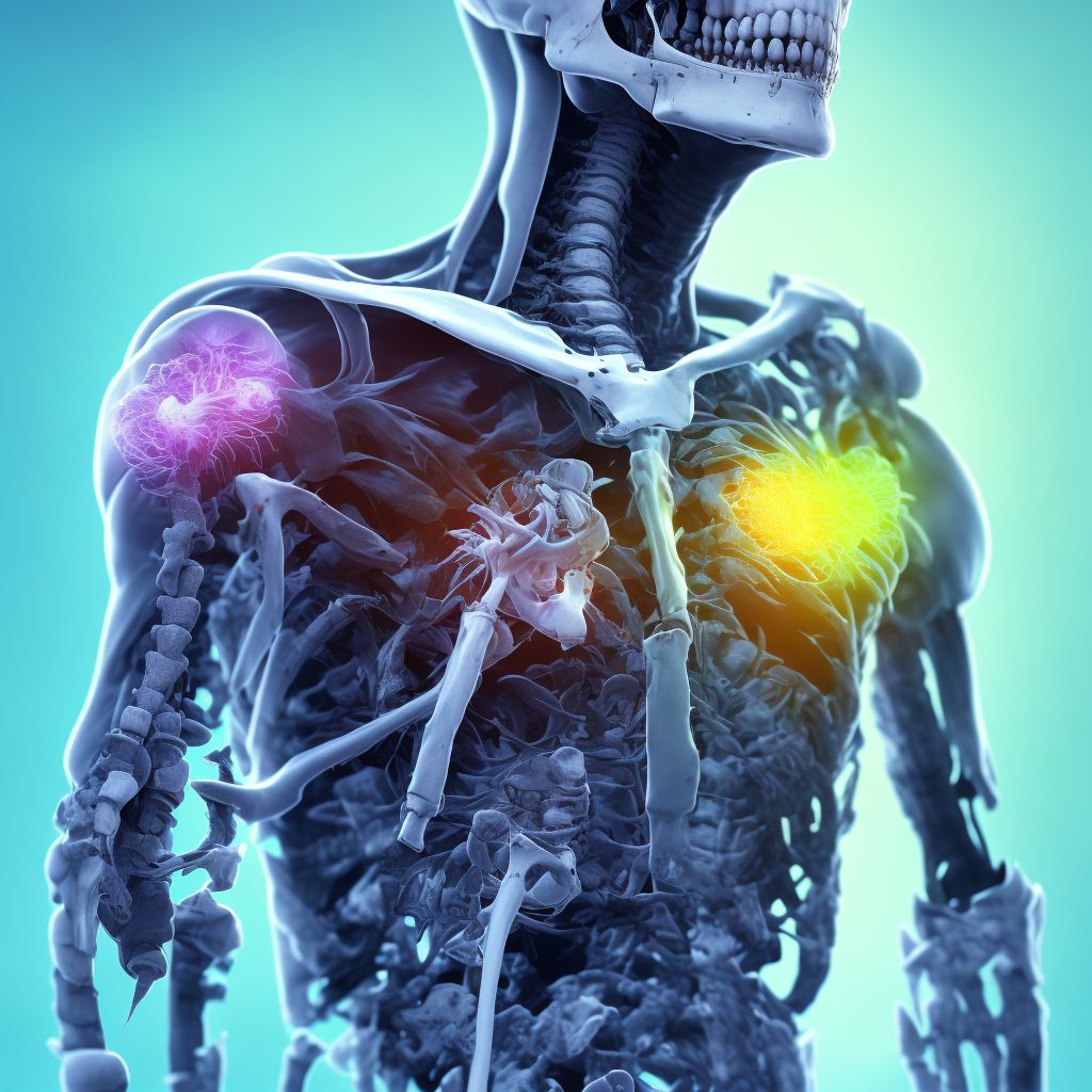 Unspecified displaced fracture of surgical neck of left humerus, initial encounter for open fracture digital illustration