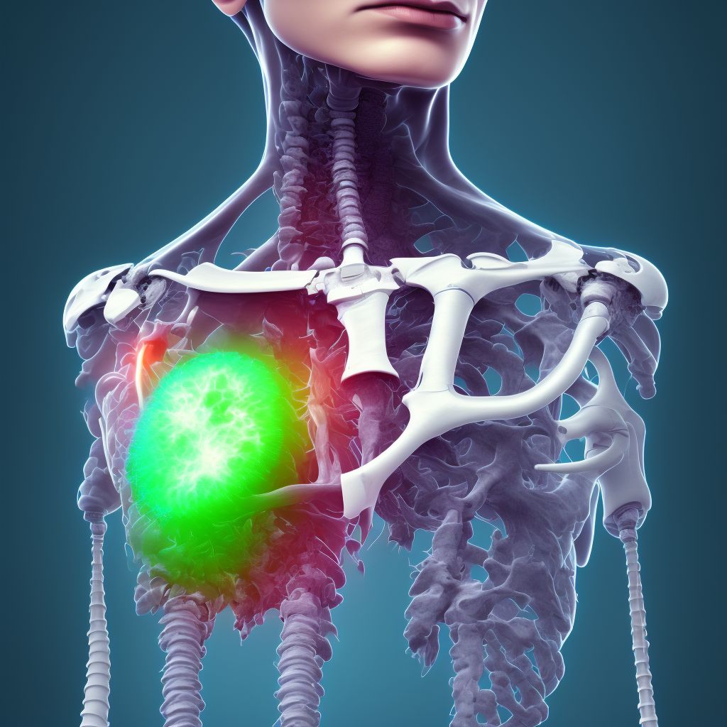 Unspecified nondisplaced fracture of surgical neck of unspecified humerus, subsequent encounter for fracture with delayed healing digital illustration