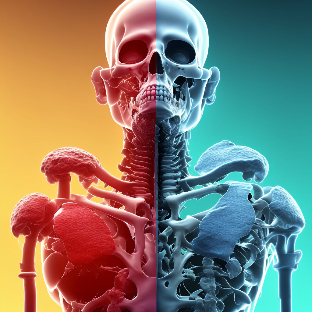 2-part nondisplaced fracture of surgical neck of right humerus, sequela digital illustration