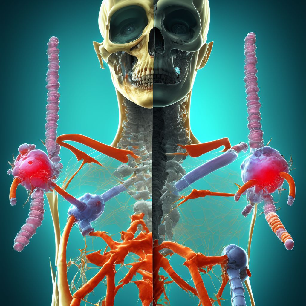 2-part nondisplaced fracture of surgical neck of left humerus, sequela digital illustration