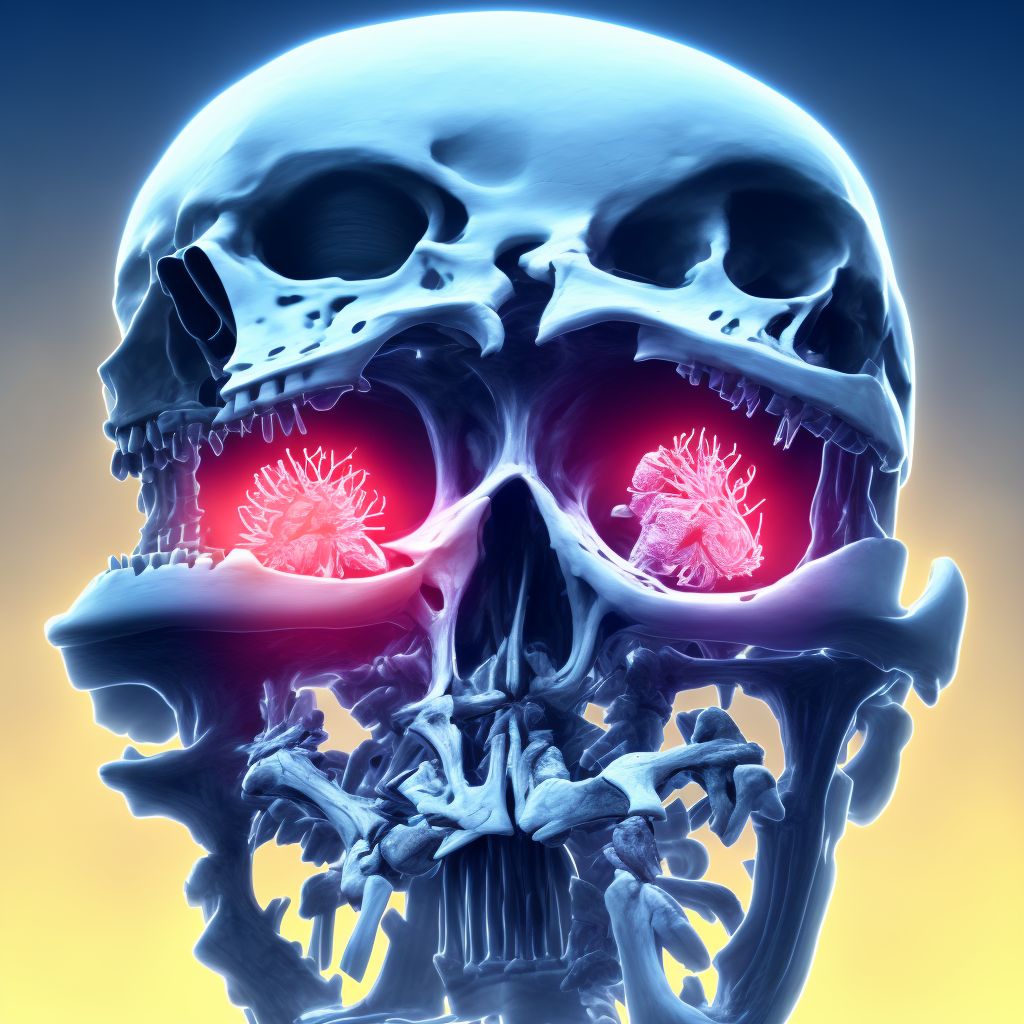 3-part fracture of surgical neck of right humerus, subsequent encounter for fracture with delayed healing digital illustration