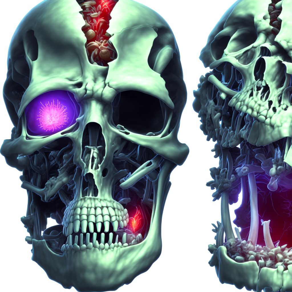 3-part fracture of surgical neck of right humerus, subsequent encounter for fracture with malunion digital illustration