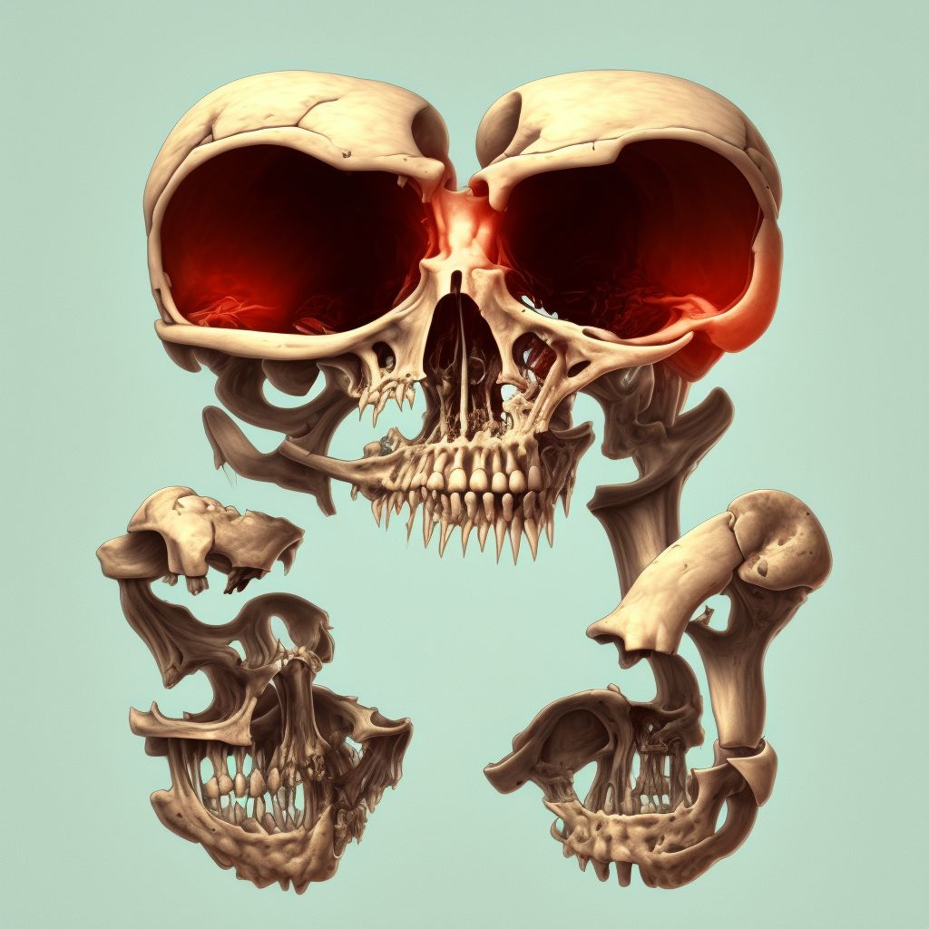 3-part fracture of surgical neck of right humerus, sequela digital illustration