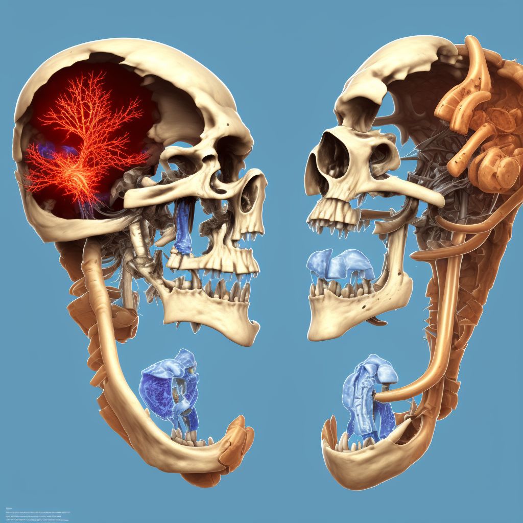 3-part fracture of surgical neck of left humerus, subsequent encounter for fracture with routine healing digital illustration