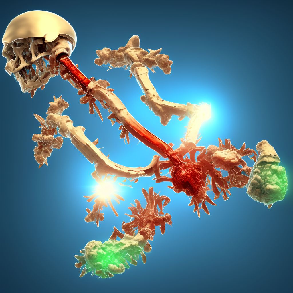 4-part fracture of surgical neck of right humerus, initial encounter for open fracture digital illustration