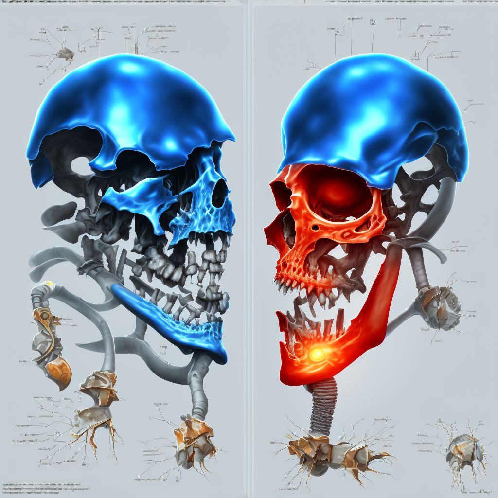 4-part fracture of surgical neck of left humerus, initial encounter for open fracture digital illustration