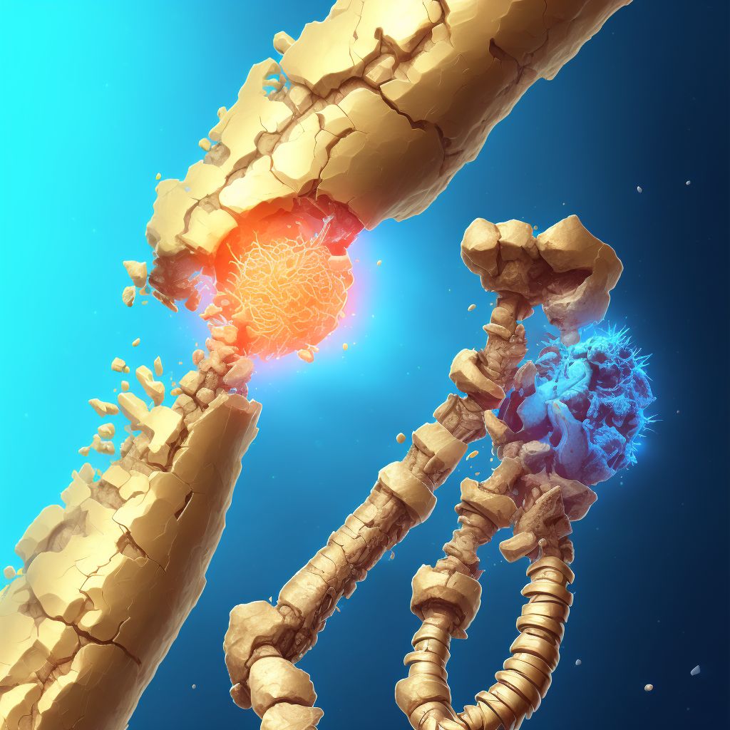 Displaced transverse fracture of shaft of humerus, unspecified arm, subsequent encounter for fracture with routine healing digital illustration