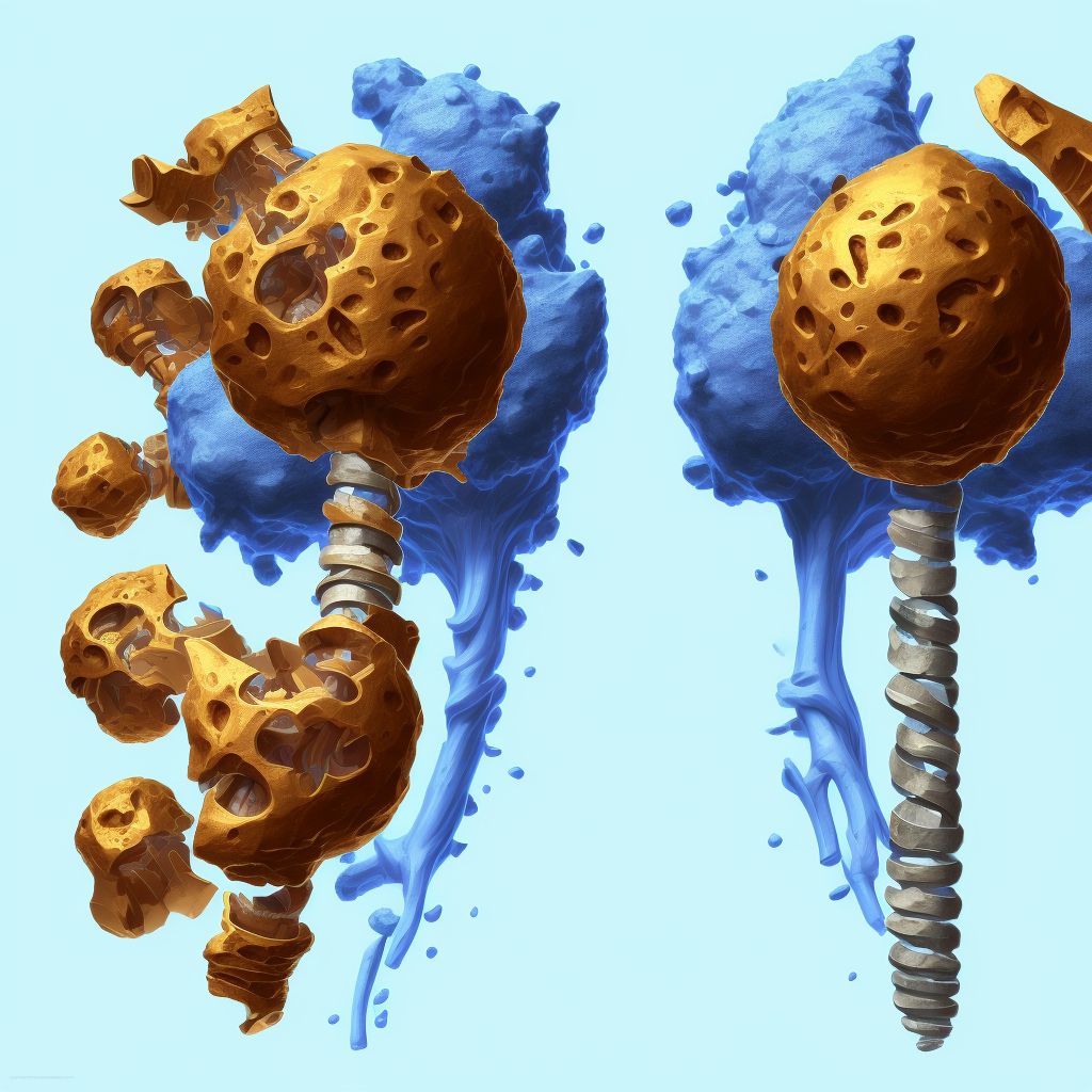 Displaced oblique fracture of shaft of humerus, unspecified arm, sequela digital illustration