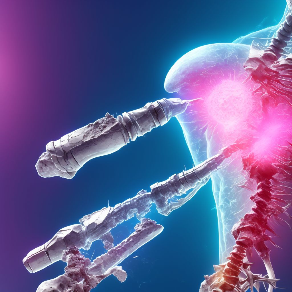 Nondisplaced comminuted fracture of shaft of humerus, left arm, subsequent encounter for fracture with malunion digital illustration