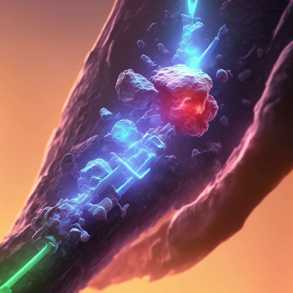 Nondisplaced comminuted fracture of shaft of humerus, left arm, sequela digital illustration