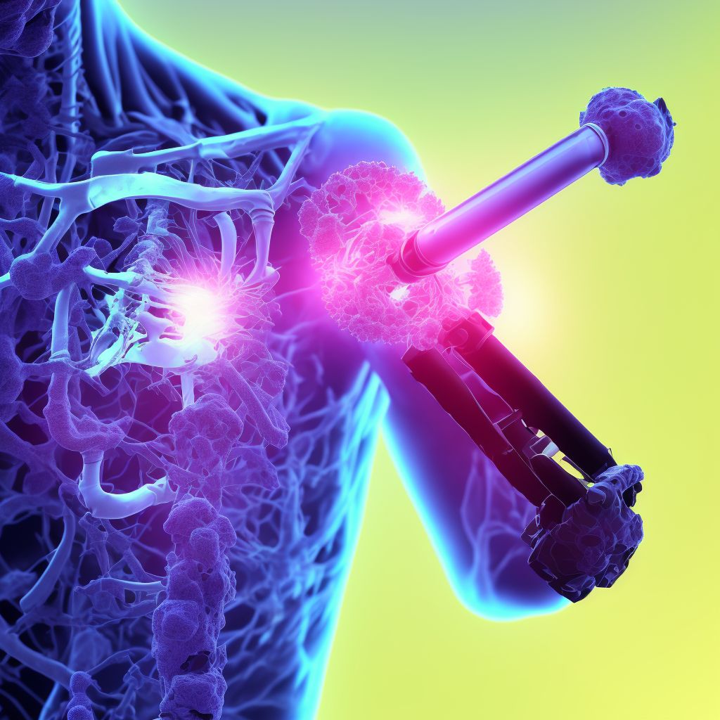 Nondisplaced segmental fracture of shaft of humerus, unspecified arm, subsequent encounter for fracture with delayed healing digital illustration