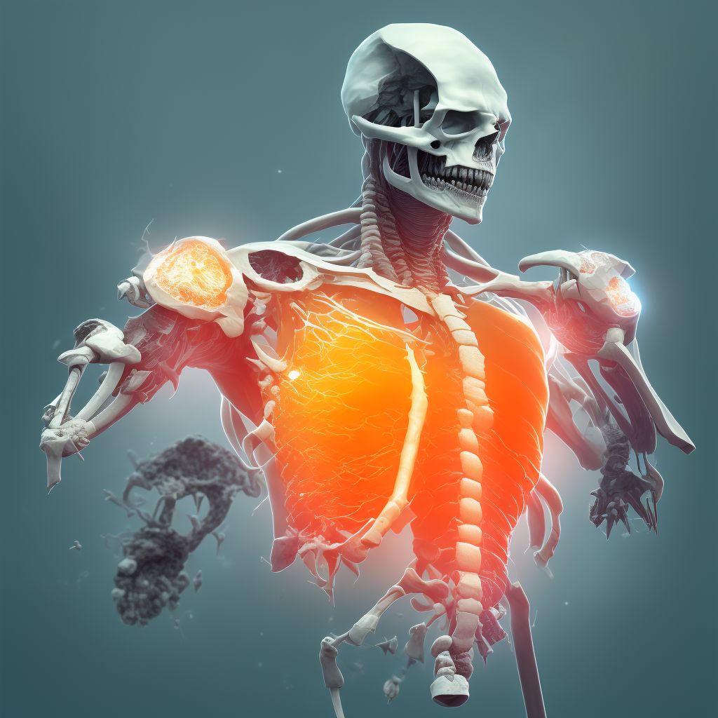 Nondisplaced simple supracondylar fracture without intercondylar fracture of left humerus, subsequent encounter for fracture with malunion digital illustration