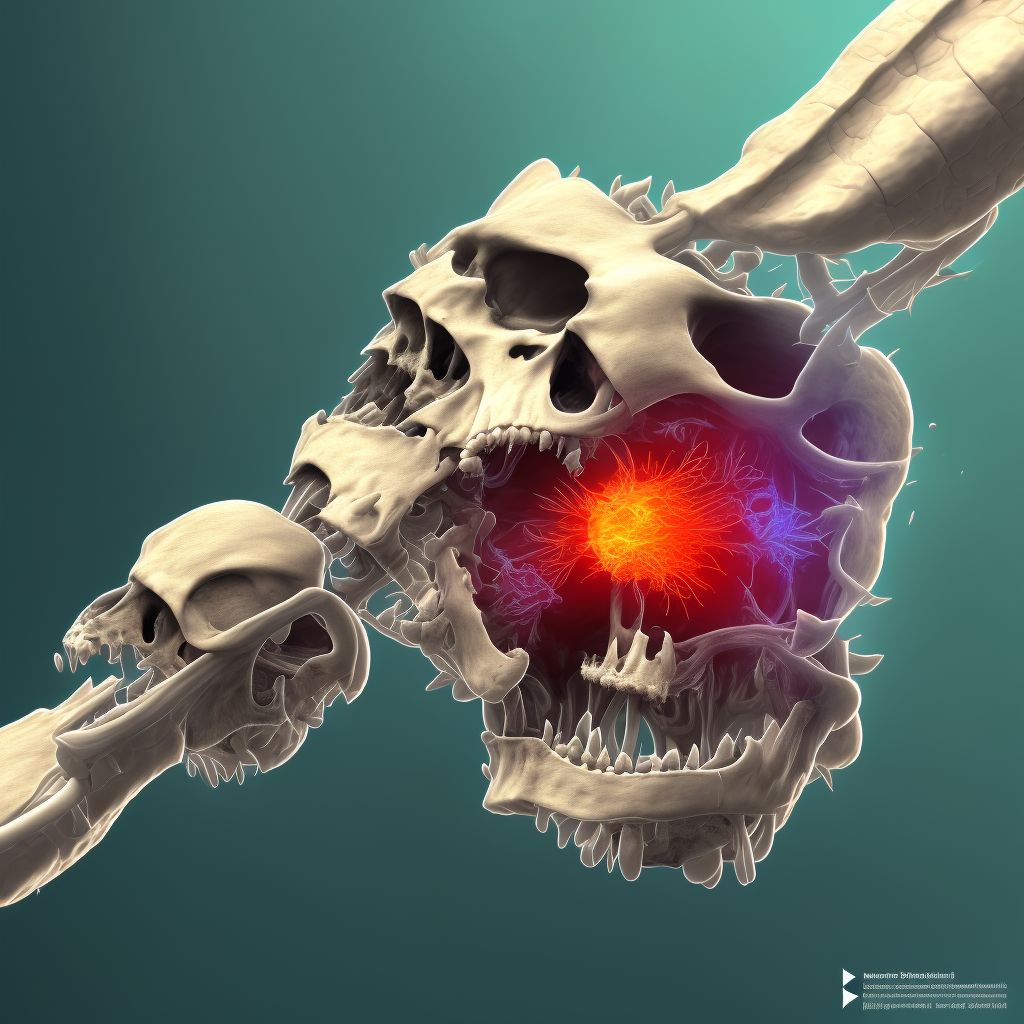 Nondisplaced fracture (avulsion) of medial epicondyle of right humerus, initial encounter for open fracture digital illustration