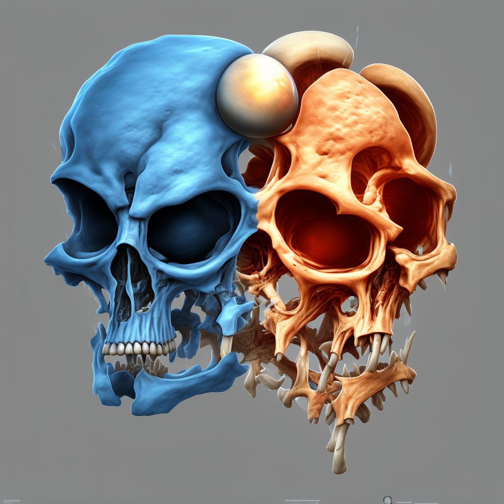 Displaced fracture of medial condyle of left humerus, subsequent encounter for fracture with delayed healing digital illustration