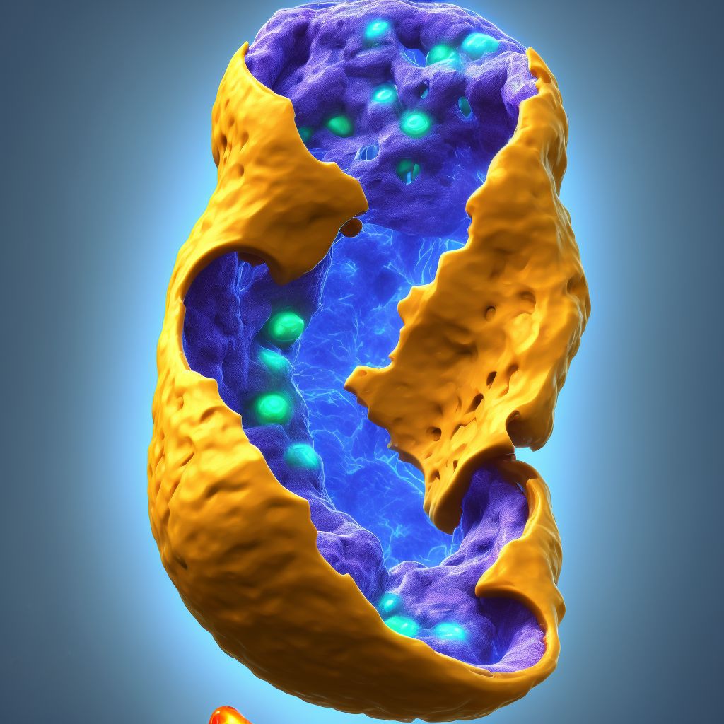 Torus fracture of lower end of right humerus, sequela digital illustration