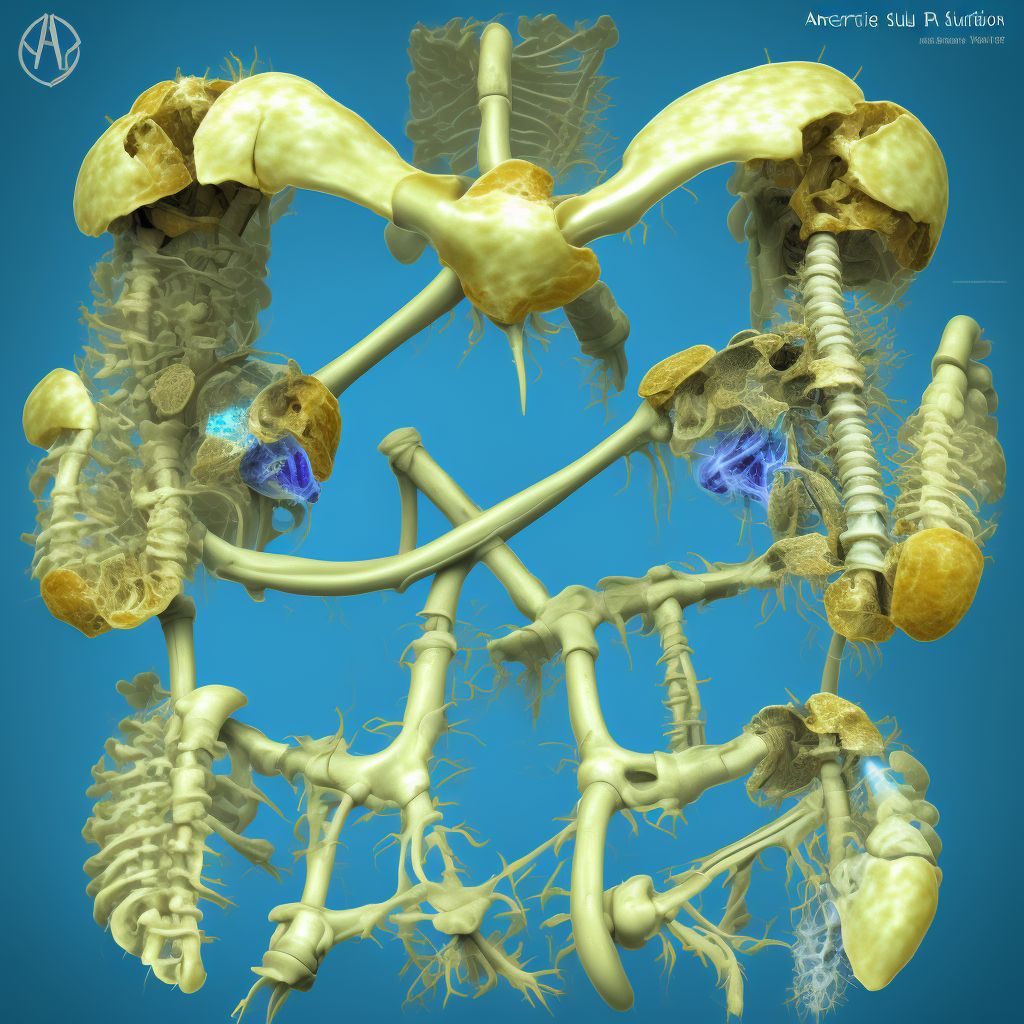 Anterior subluxation of right humerus, sequela digital illustration