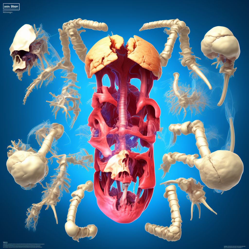 Posterior dislocation of right humerus, initial encounter digital illustration