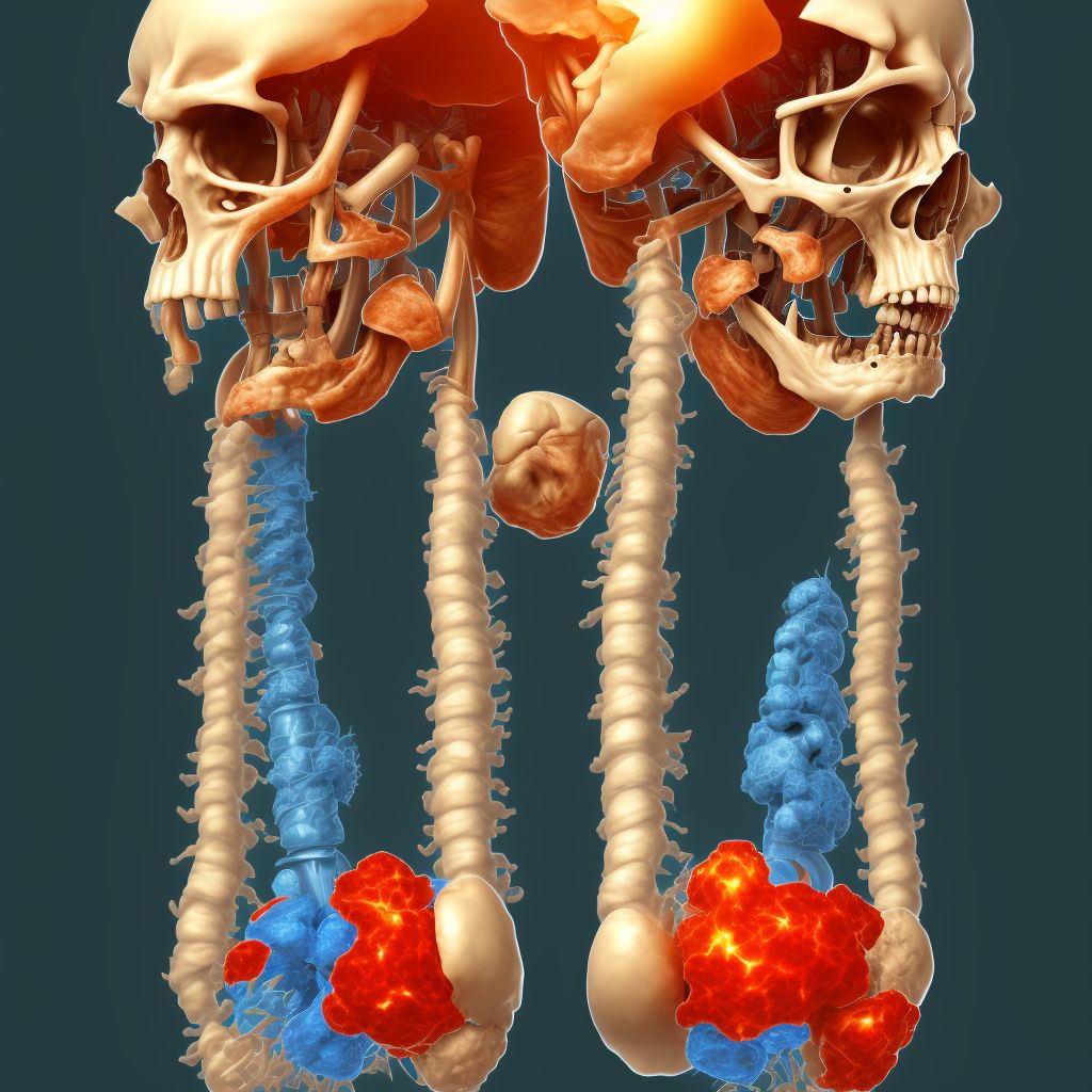 Posterior dislocation of right humerus, sequela digital illustration