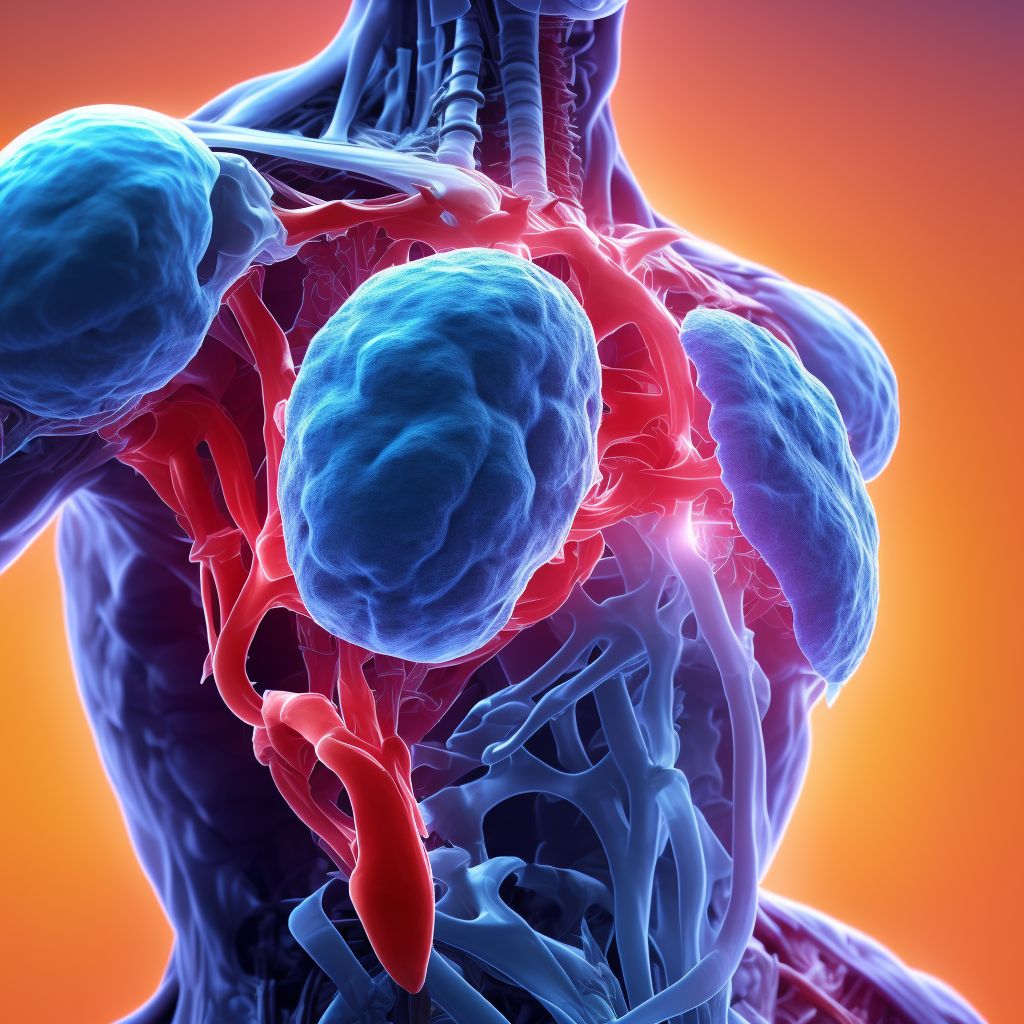 Inferior dislocation of right acromioclavicular joint, sequela digital illustration