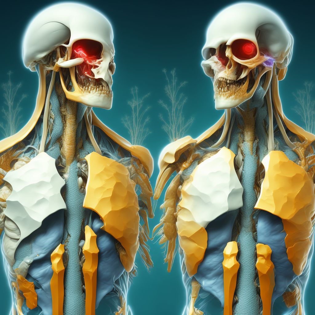 Anterior dislocation of right sternoclavicular joint, subsequent encounter digital illustration