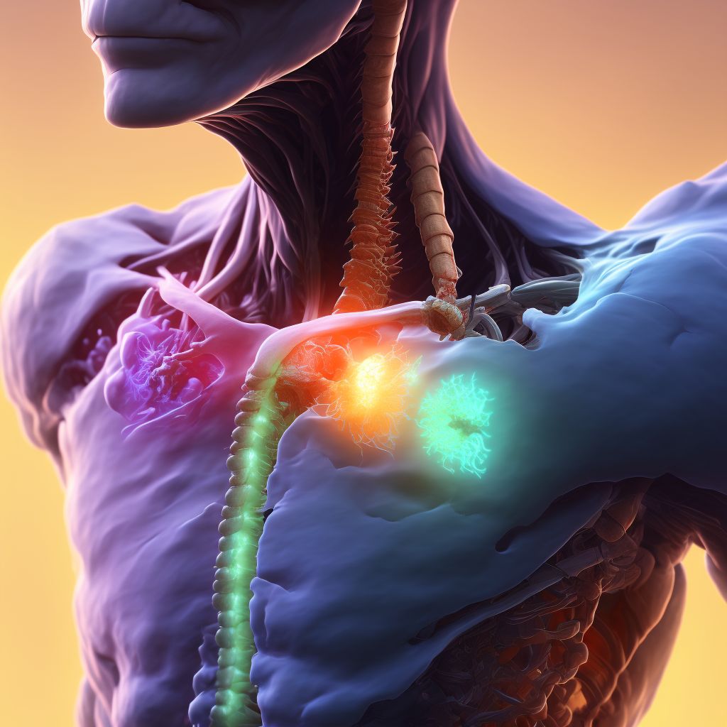 Anterior dislocation of left sternoclavicular joint, subsequent encounter digital illustration