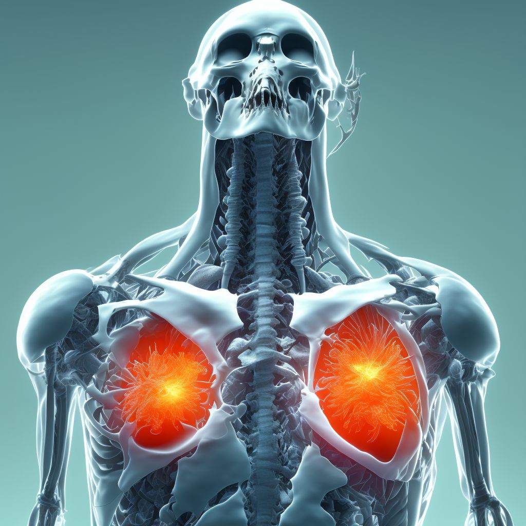 Posterior dislocation of right sternoclavicular joint, subsequent encounter digital illustration