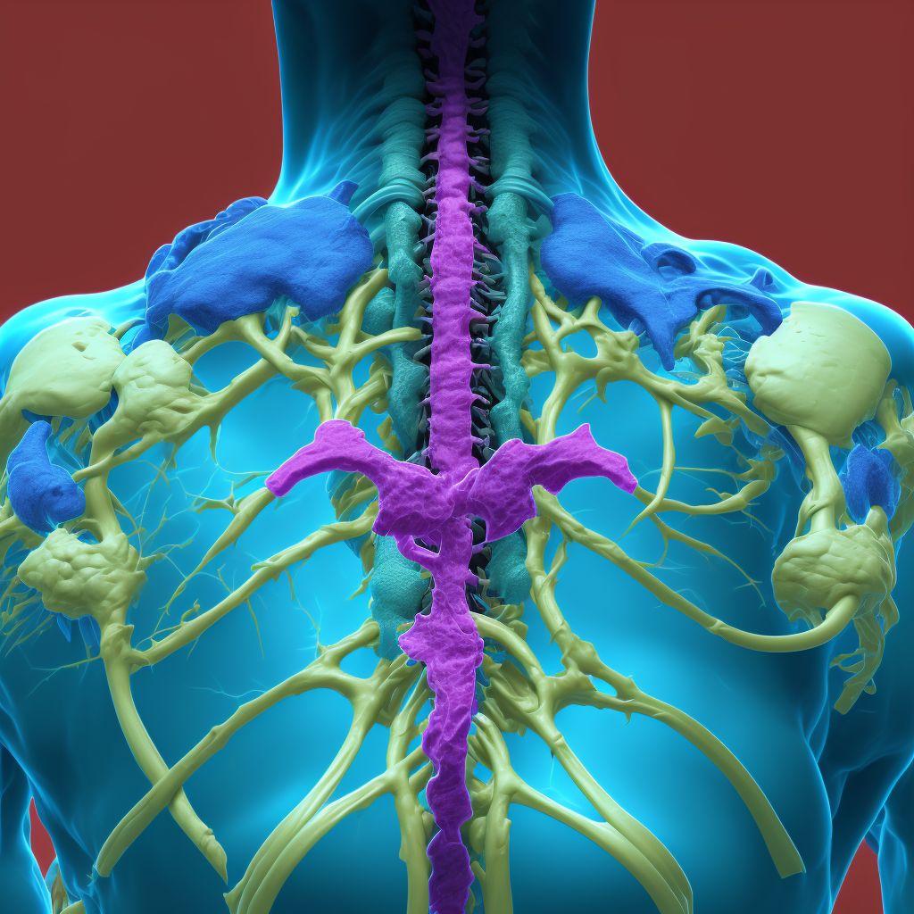 Posterior dislocation of left sternoclavicular joint, subsequent encounter digital illustration