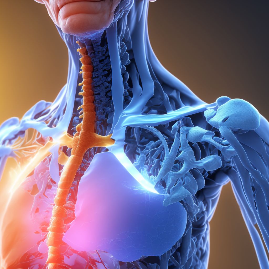 Posterior dislocation of left sternoclavicular joint, sequela digital illustration